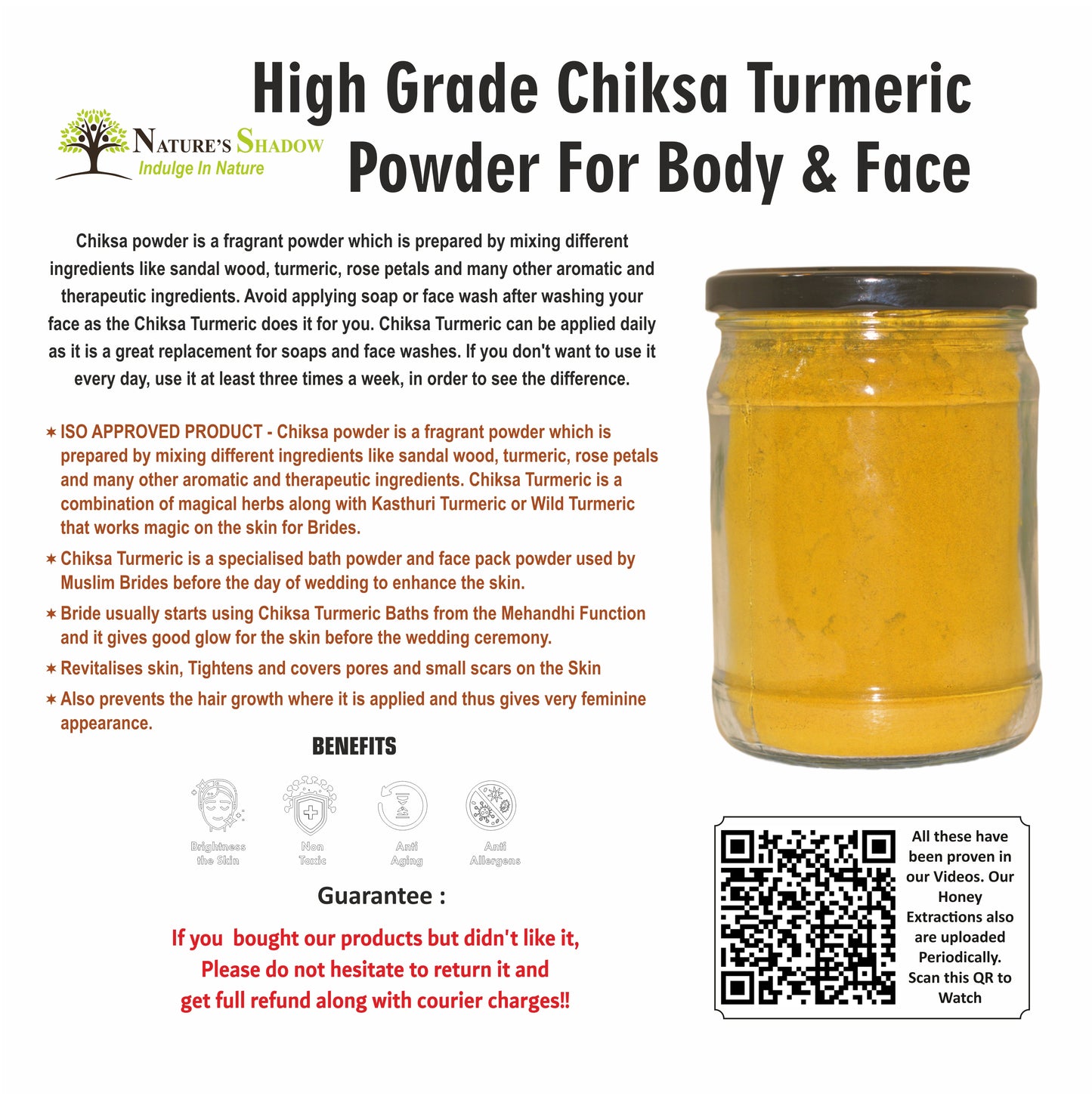 High Grade Chiksa Turmeric Powder For Body and Face 250 Grams